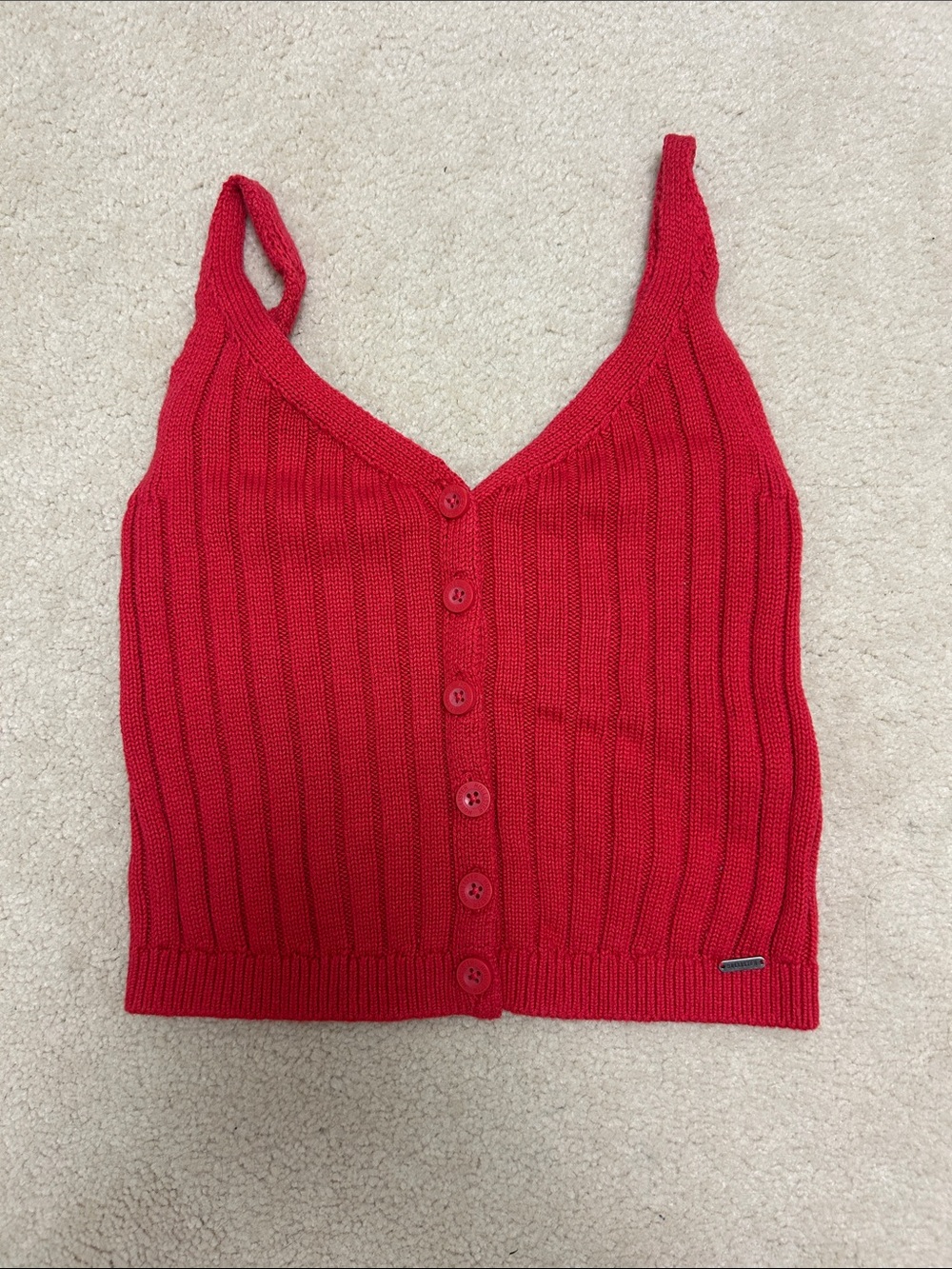 Hollister Bright Red Ribbed Button-Down Camisole